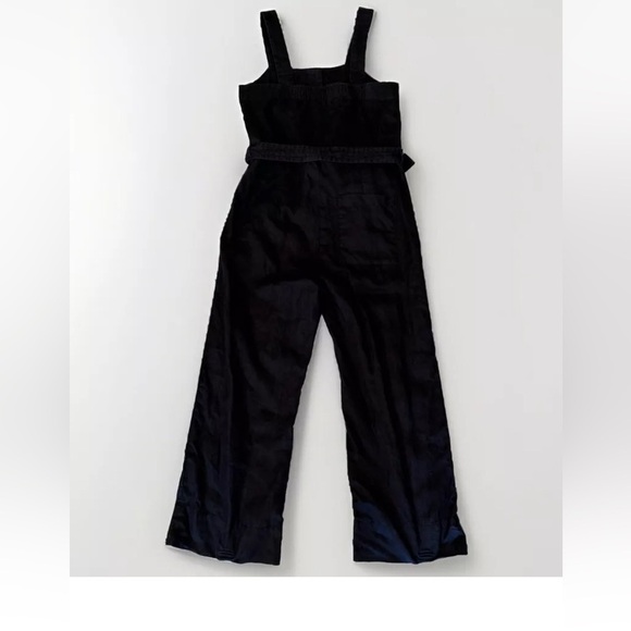 Everlane Jumpsuit Sz 0 Black Linen Tie Waist Crop Length Resort Cruise Vacation - Picture 2 of 8
